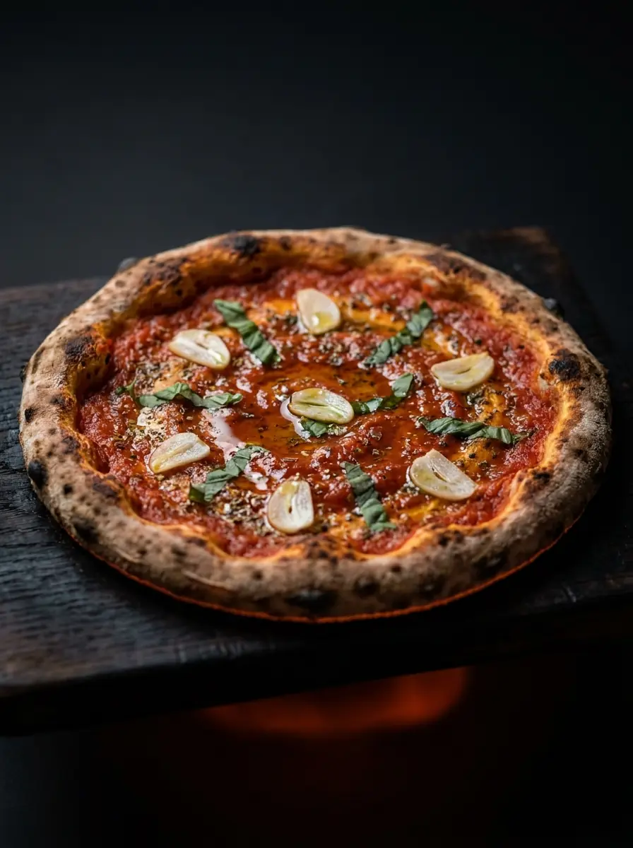 Bufalina pizza with pools of buffalo mozzarella