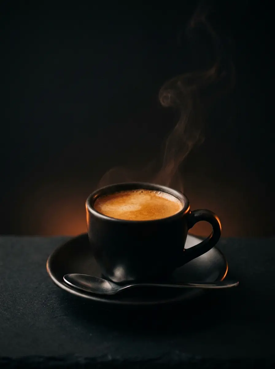 Espresso in a black cup