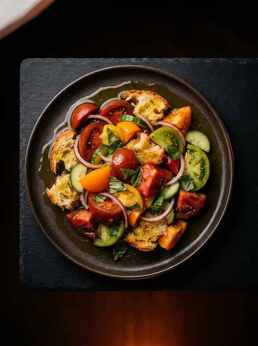 Tomato and bread panzanella salad